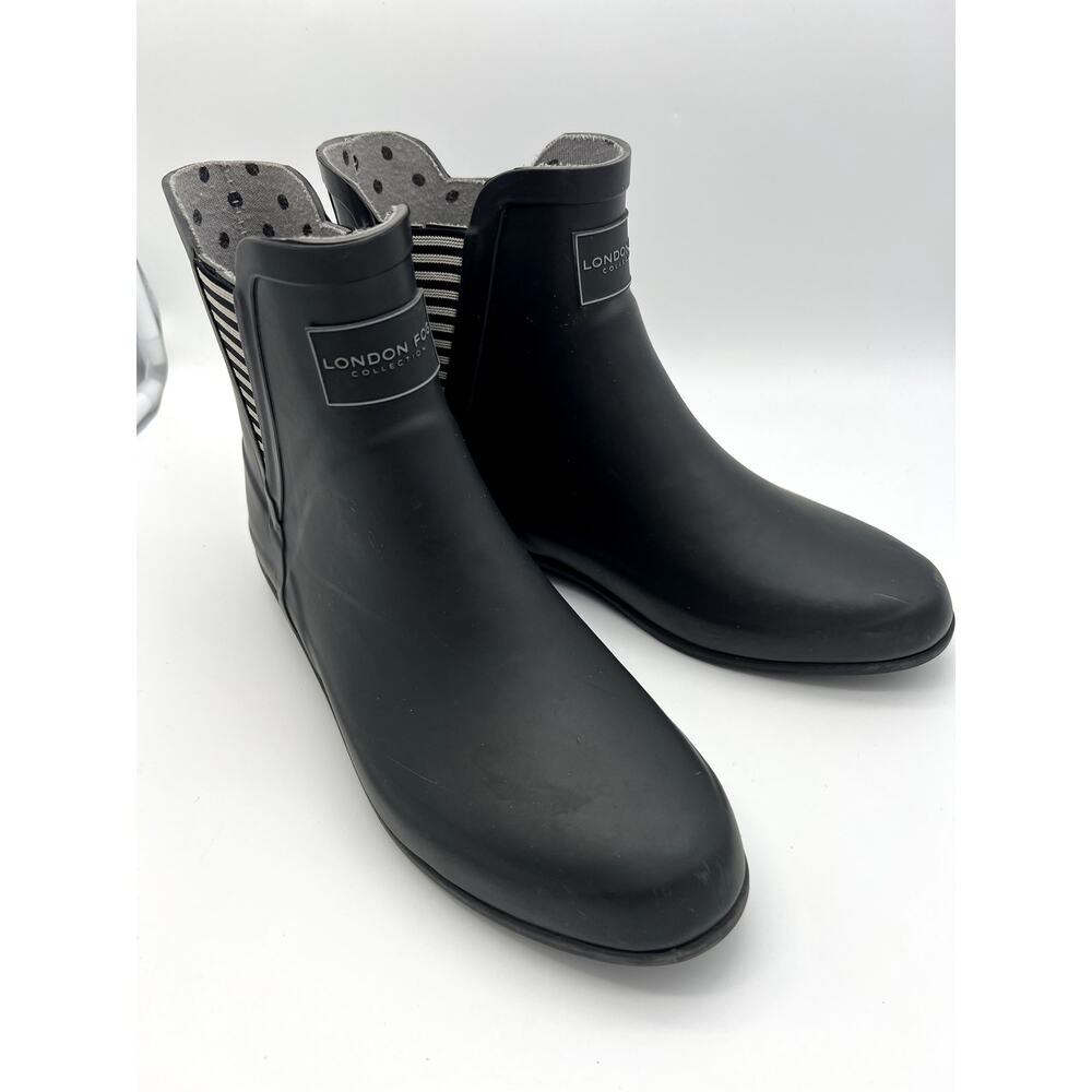 London Fog‎ Collection Black Piccadilly Waterproof Memory Rubber Boots Size 9M